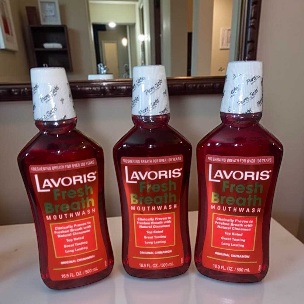 Lavoris Fresh Breath Mouthwash Original Cinnamon 16.9oz Lot of 3 Bottles New